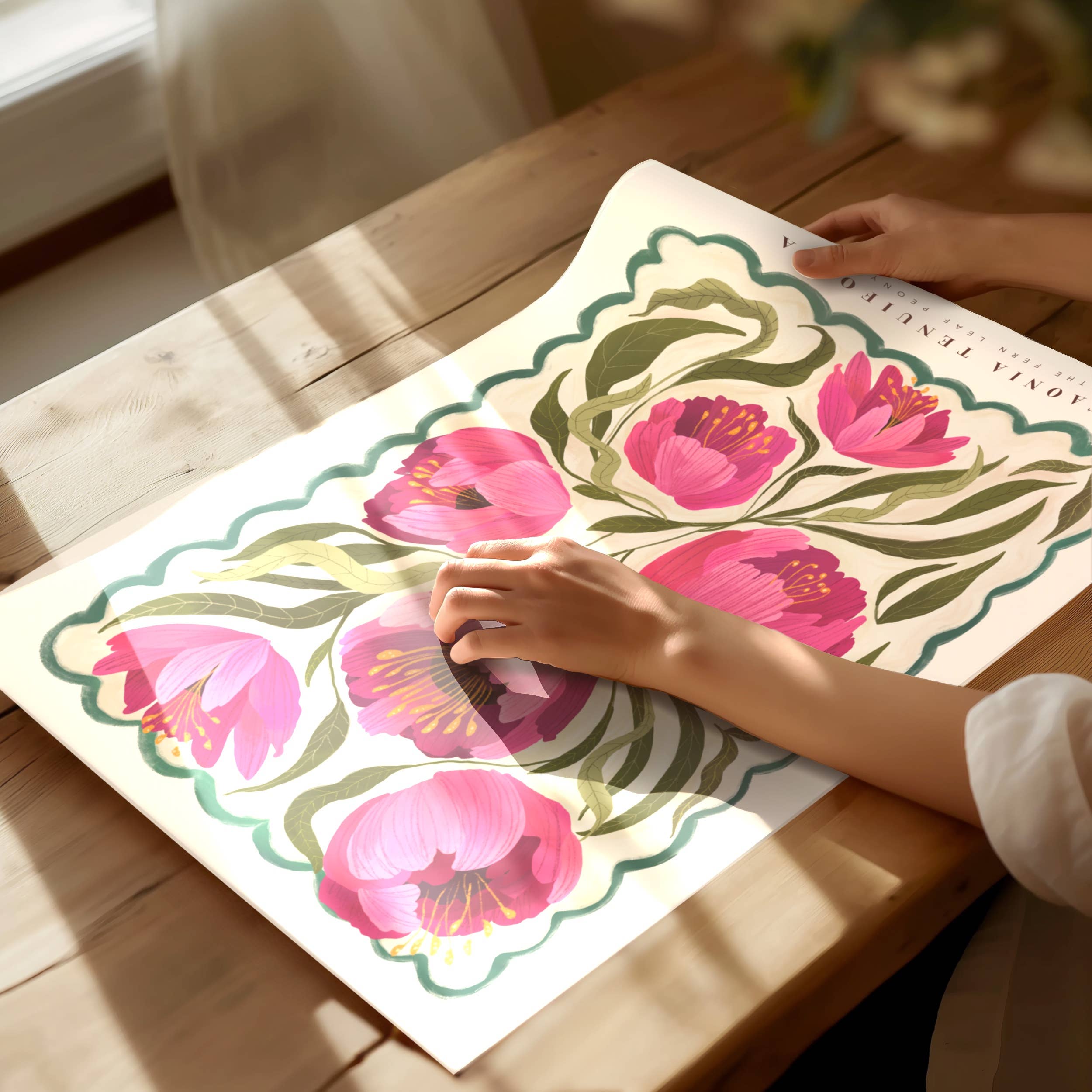 A4 Summer Peony Art Print by Kate Fox