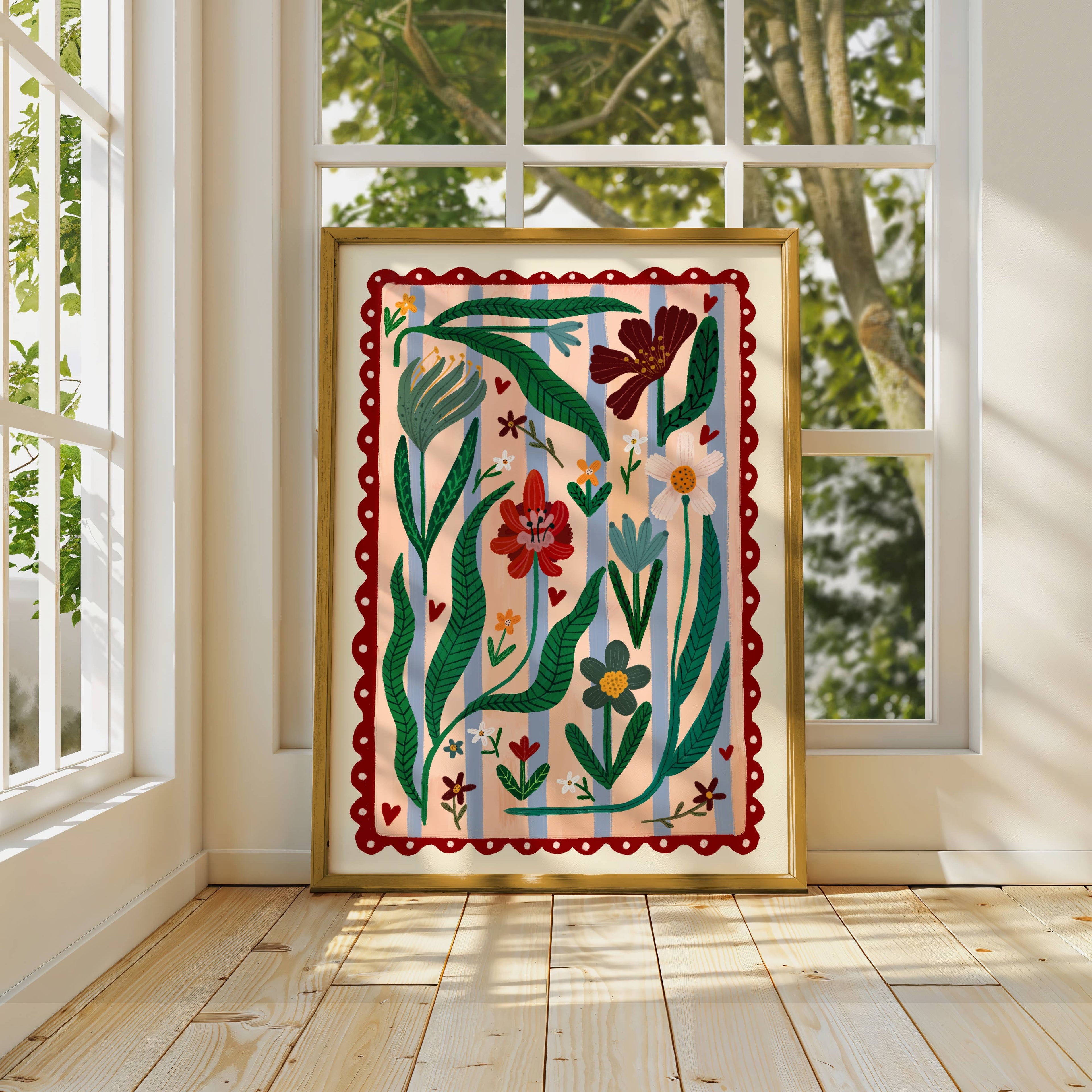 A3 Boho Flower Print by Kate Fox 