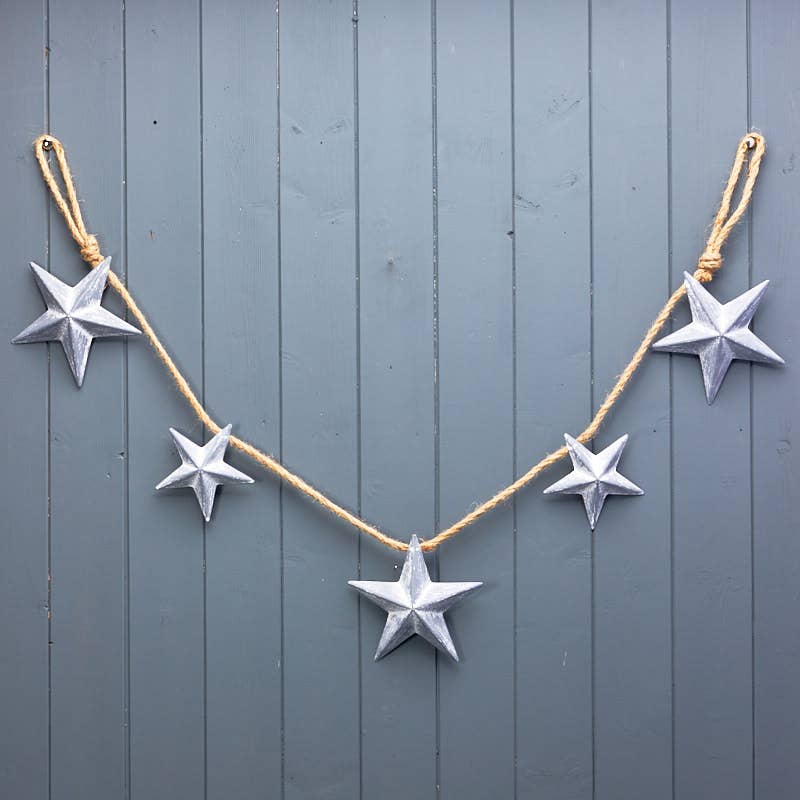 Greywash Metal Star Garland