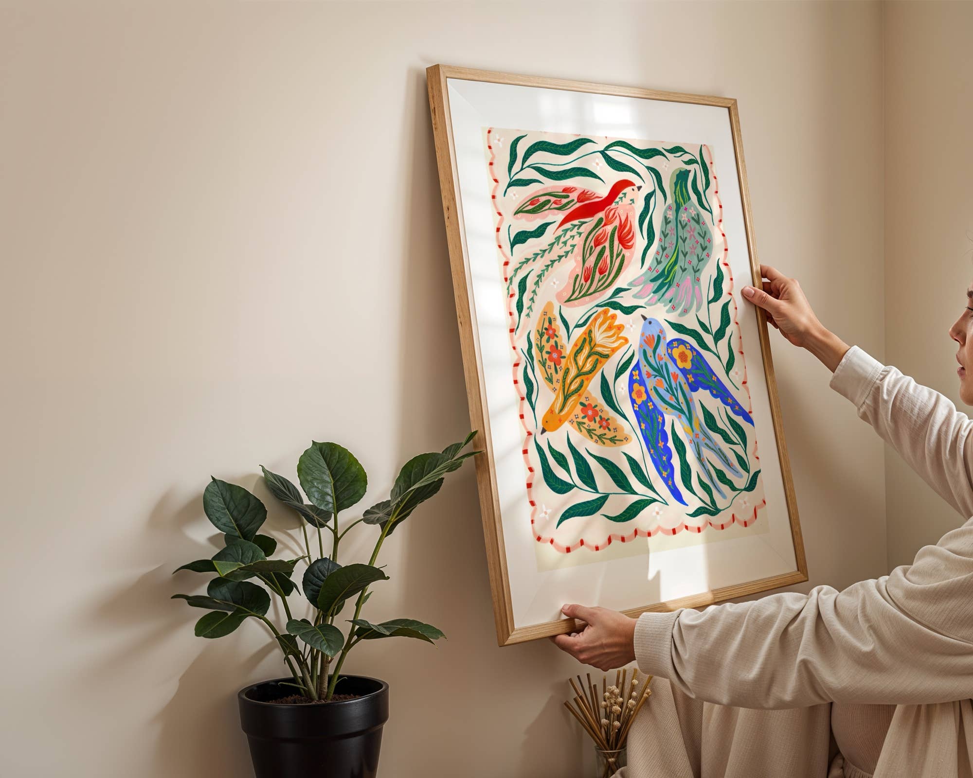 A5 Little Birds Art/ Bird illustration / Botanical