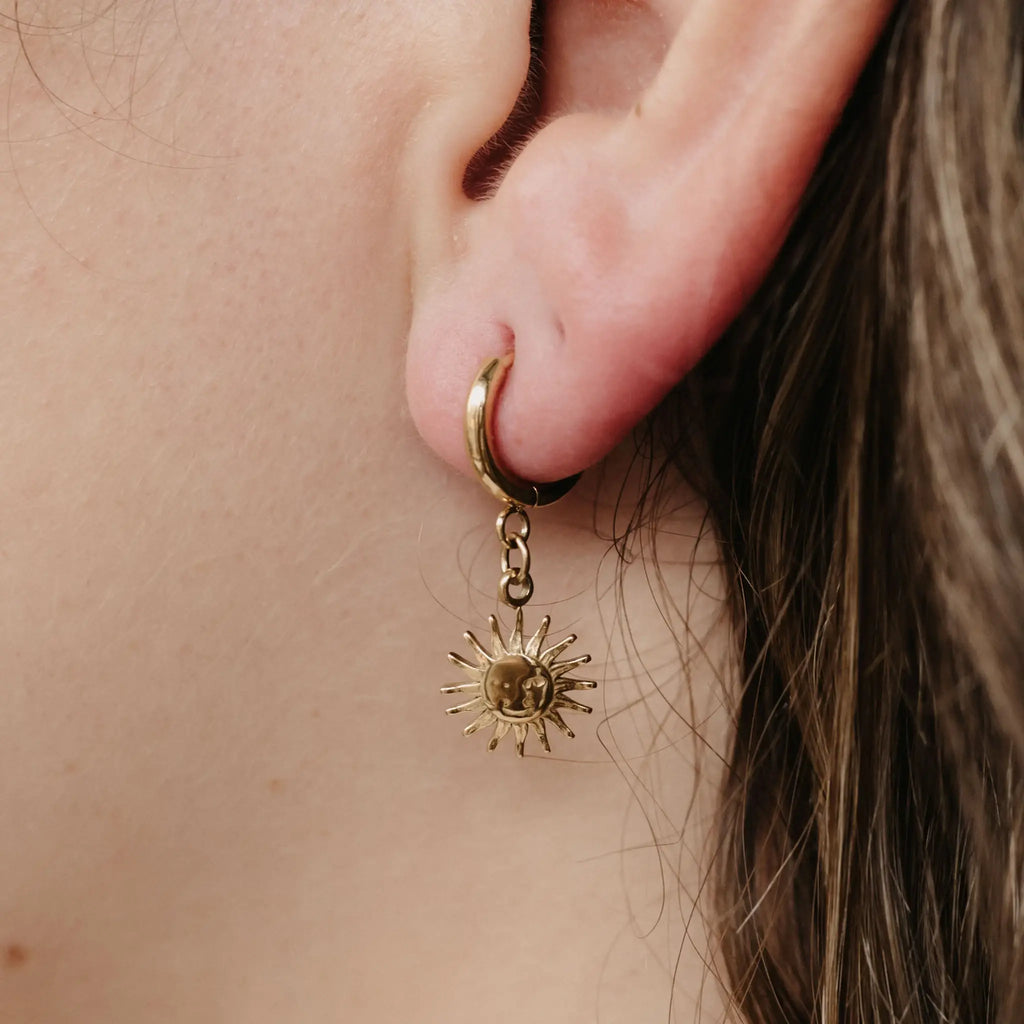Sun Hoop Earrings | Stainless Steel