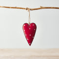 Red Metal Heart With Dotted Print, 7cm