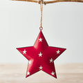 Red Metal Star With Starry Print, 11cm