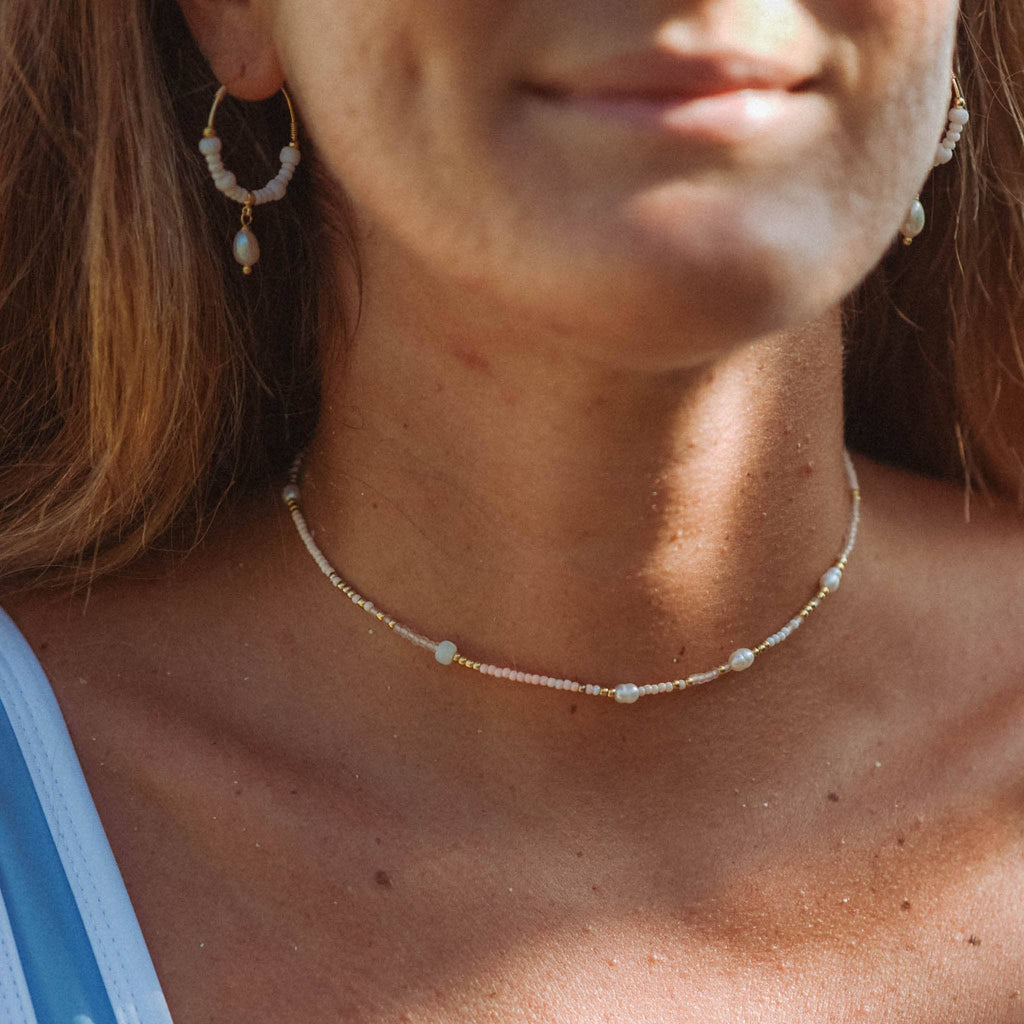 Cinta Pearl Beaded Surf Necklace