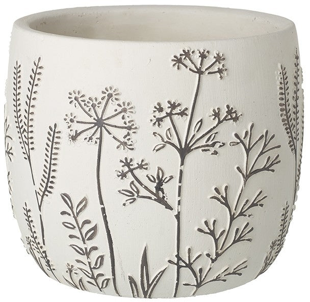 Black and White flower patterned pot