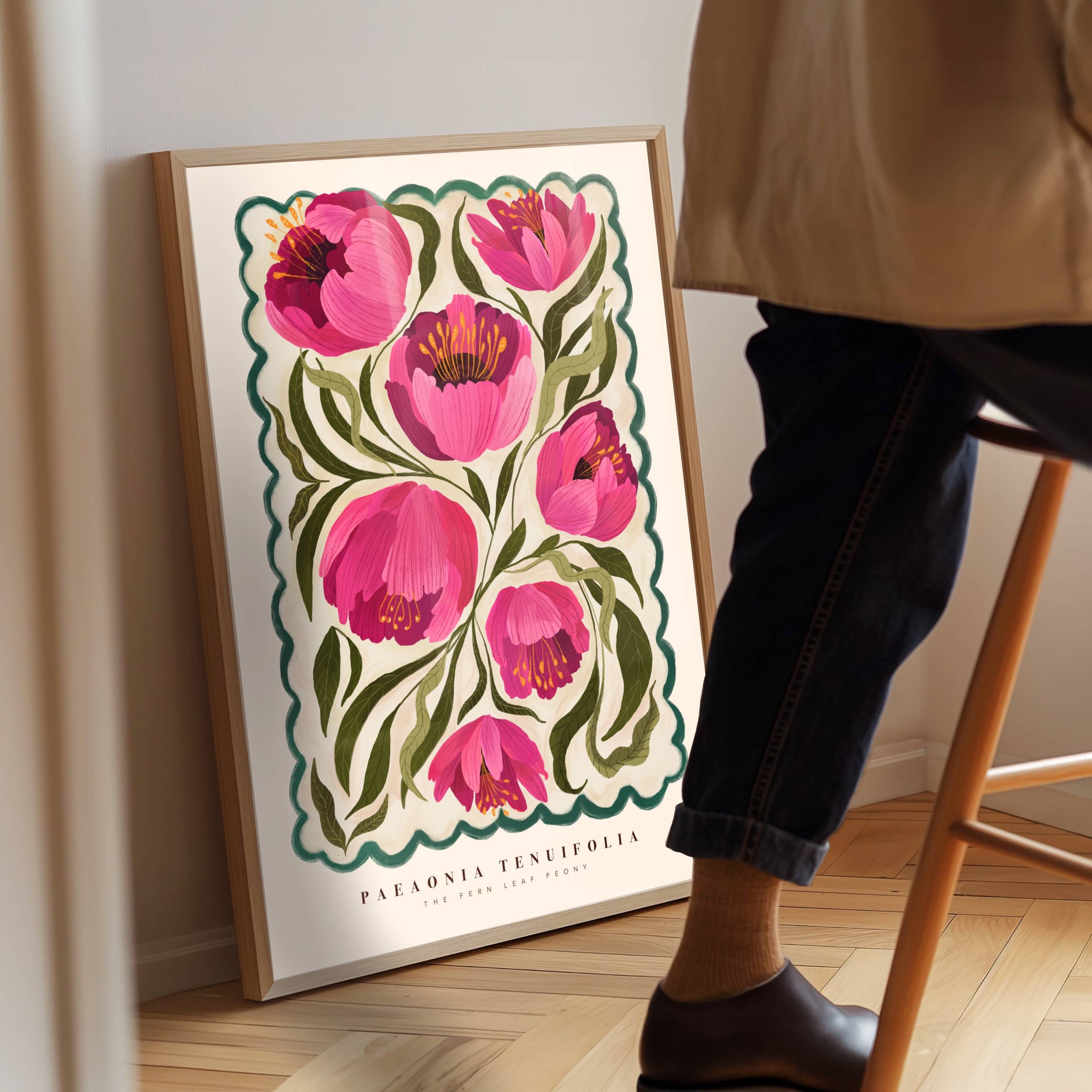 A4 Summer Peony Art Print by Kate Fox