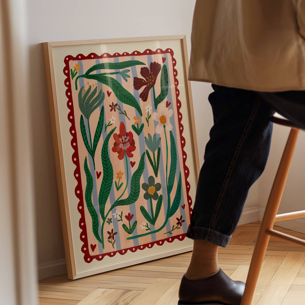 A3 Boho Flower Print by Kate Fox 