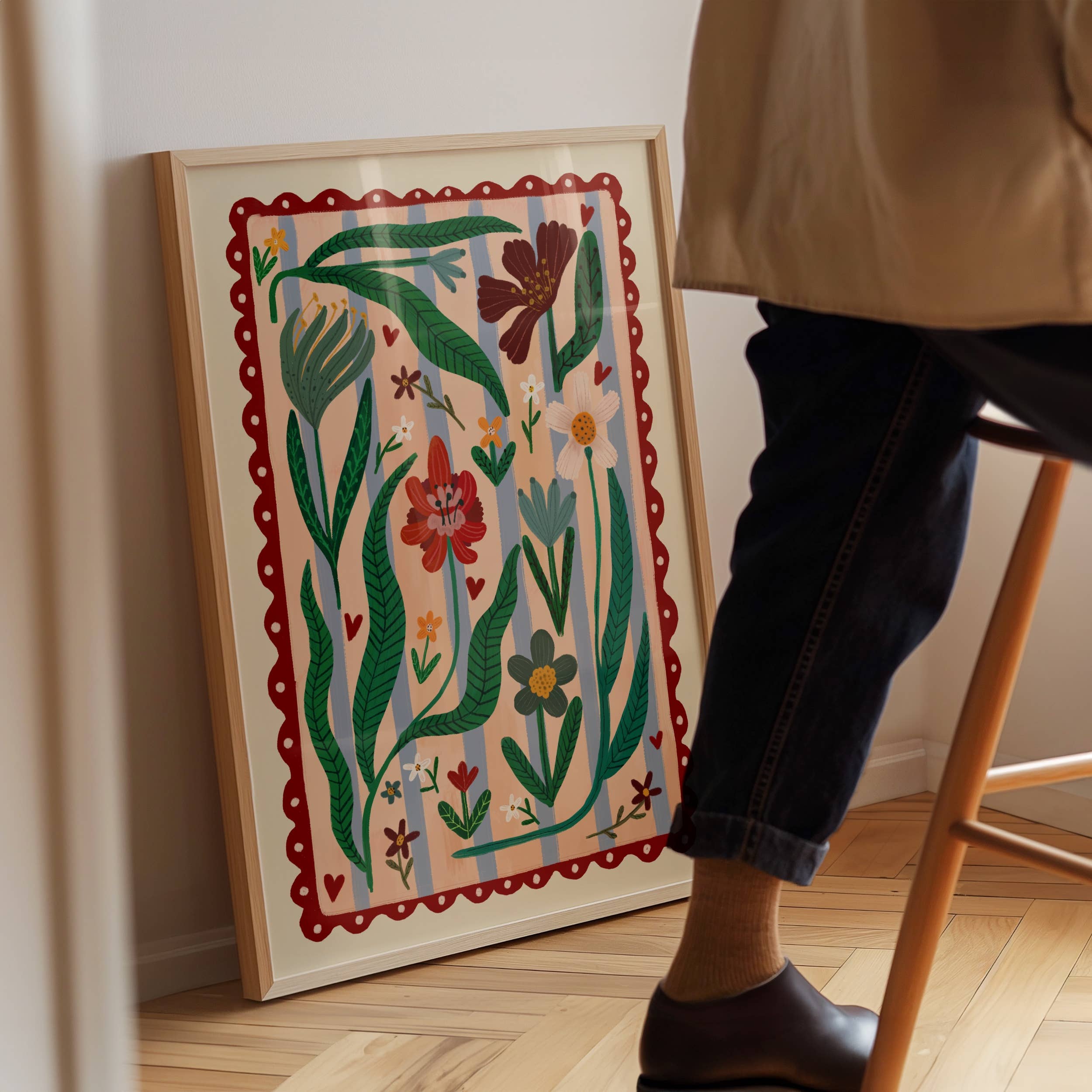 A3 Boho Flower Print by Kate Fox 