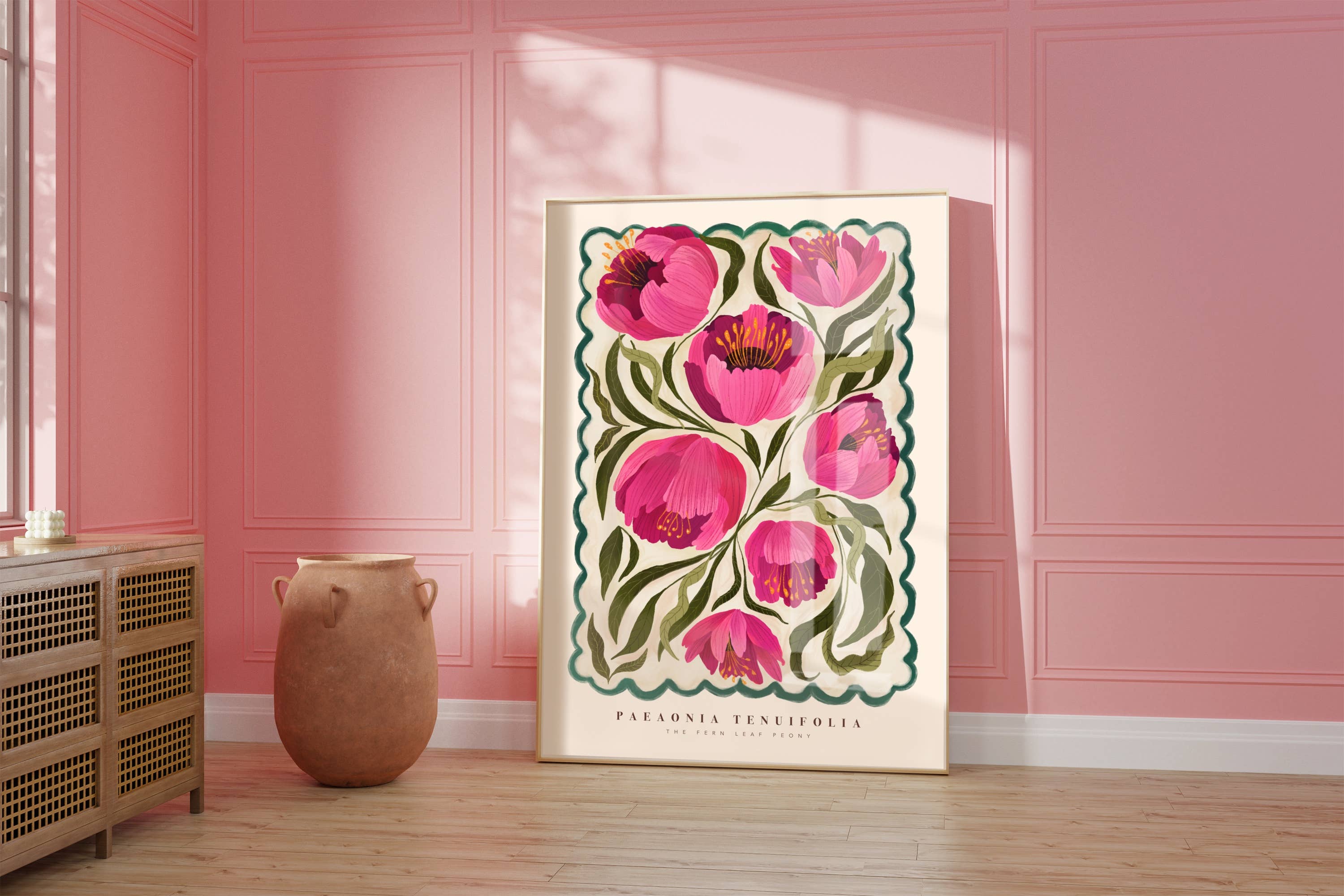 A4 Summer Peony Art Print by Kate Fox