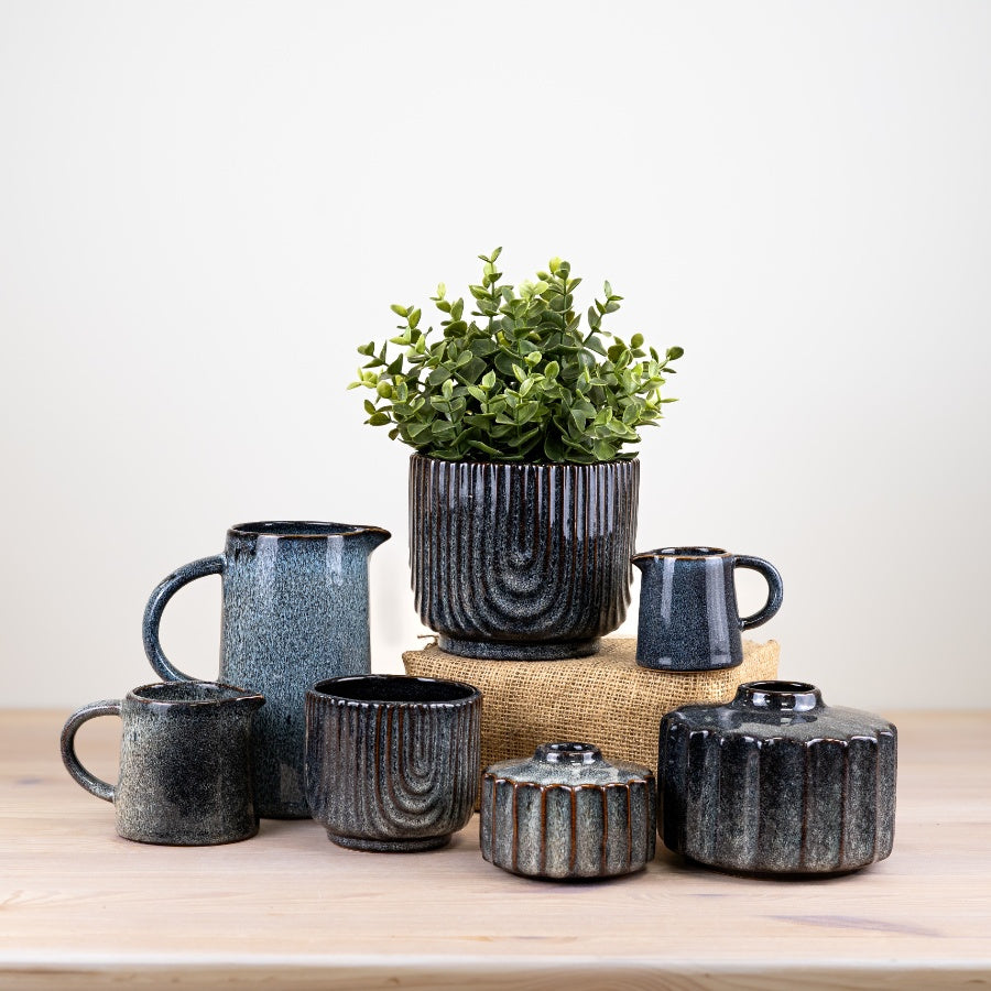 Glazed Blue Two Tone Jug, 13cm