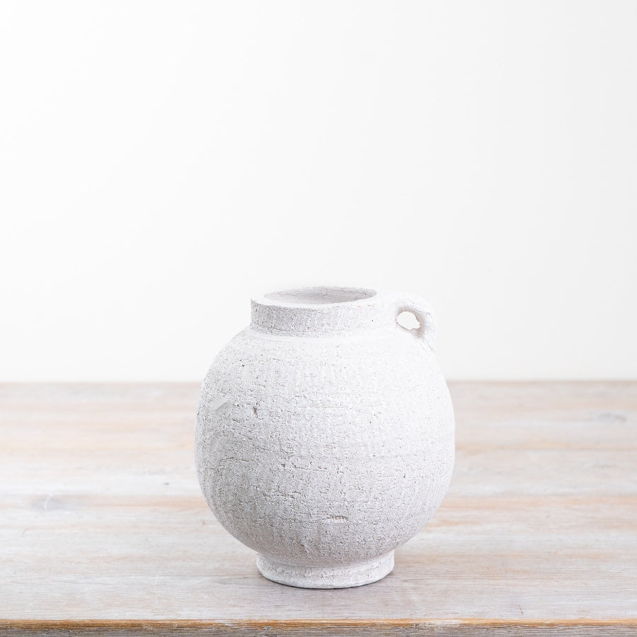 Terracotta White Vase, 18.5cm