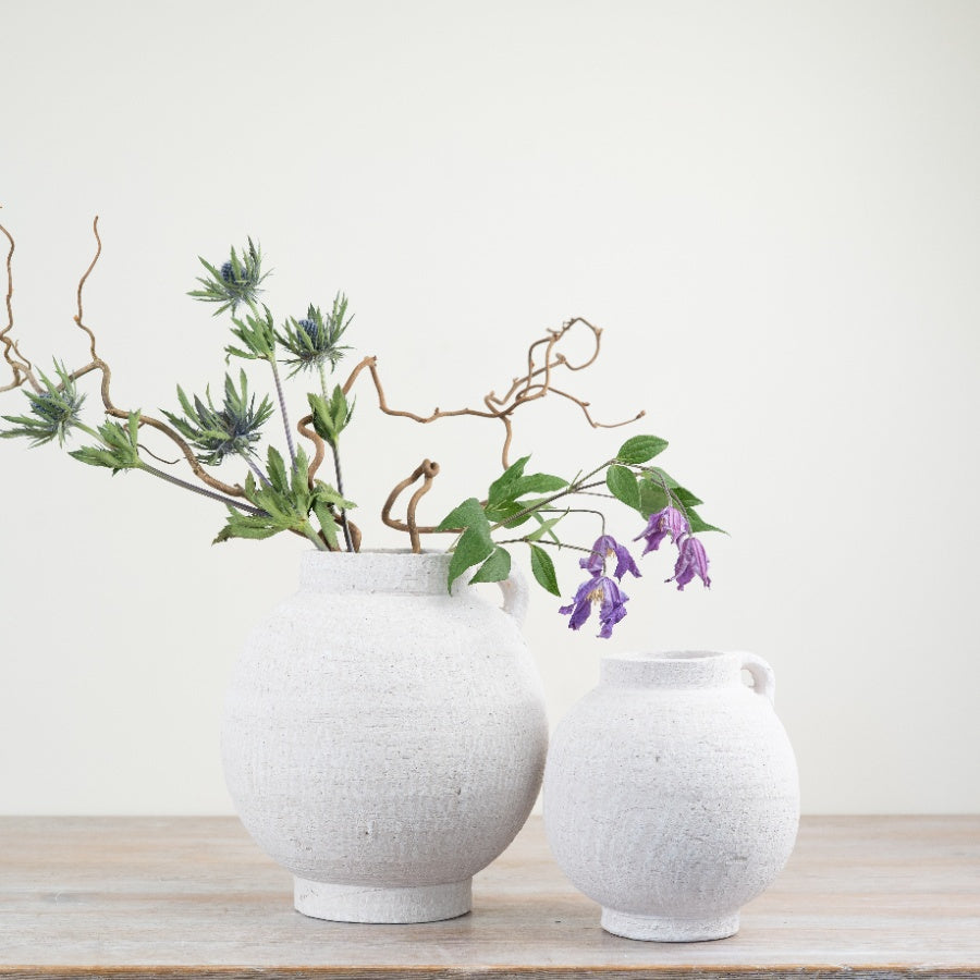 Terracotta White Vase, 18.5cm