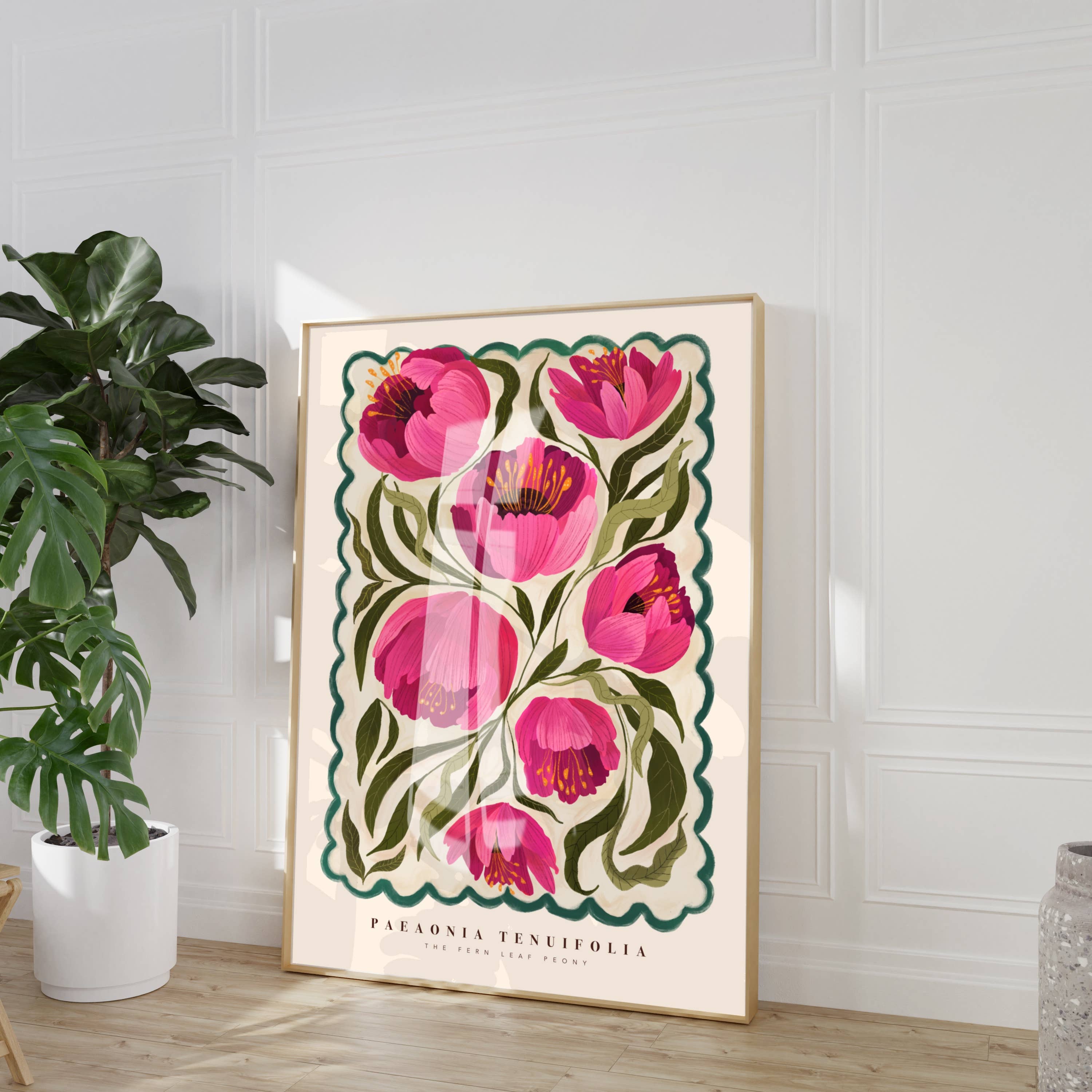 A4 Summer Peony Art Print by Kate Fox