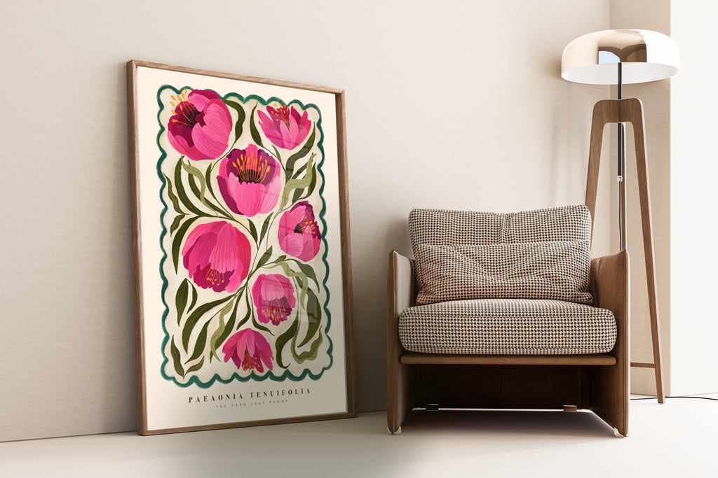 A4 Summer Peony Art Print by Kate Fox
