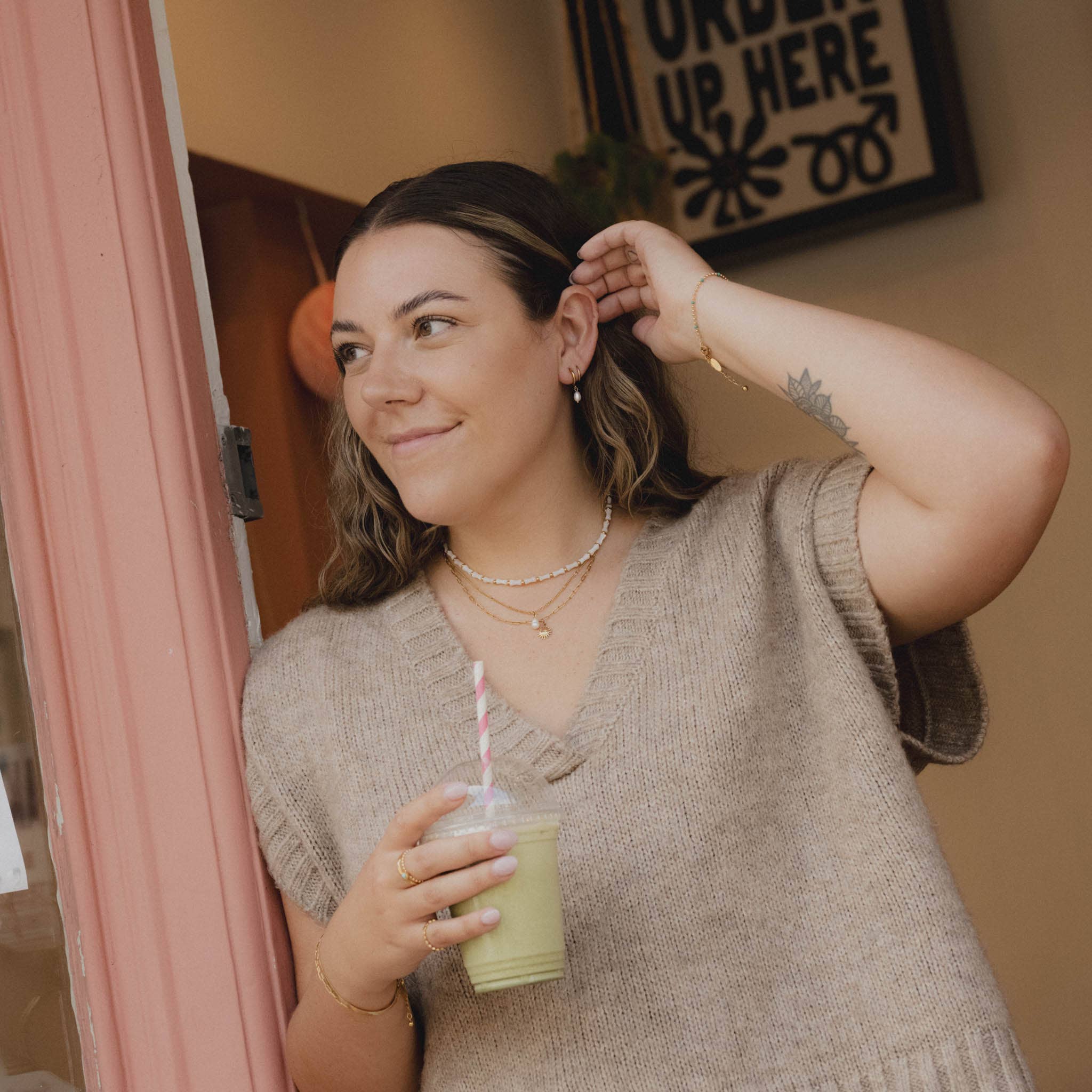 Pearl Drop Huggie Hoop Earrings