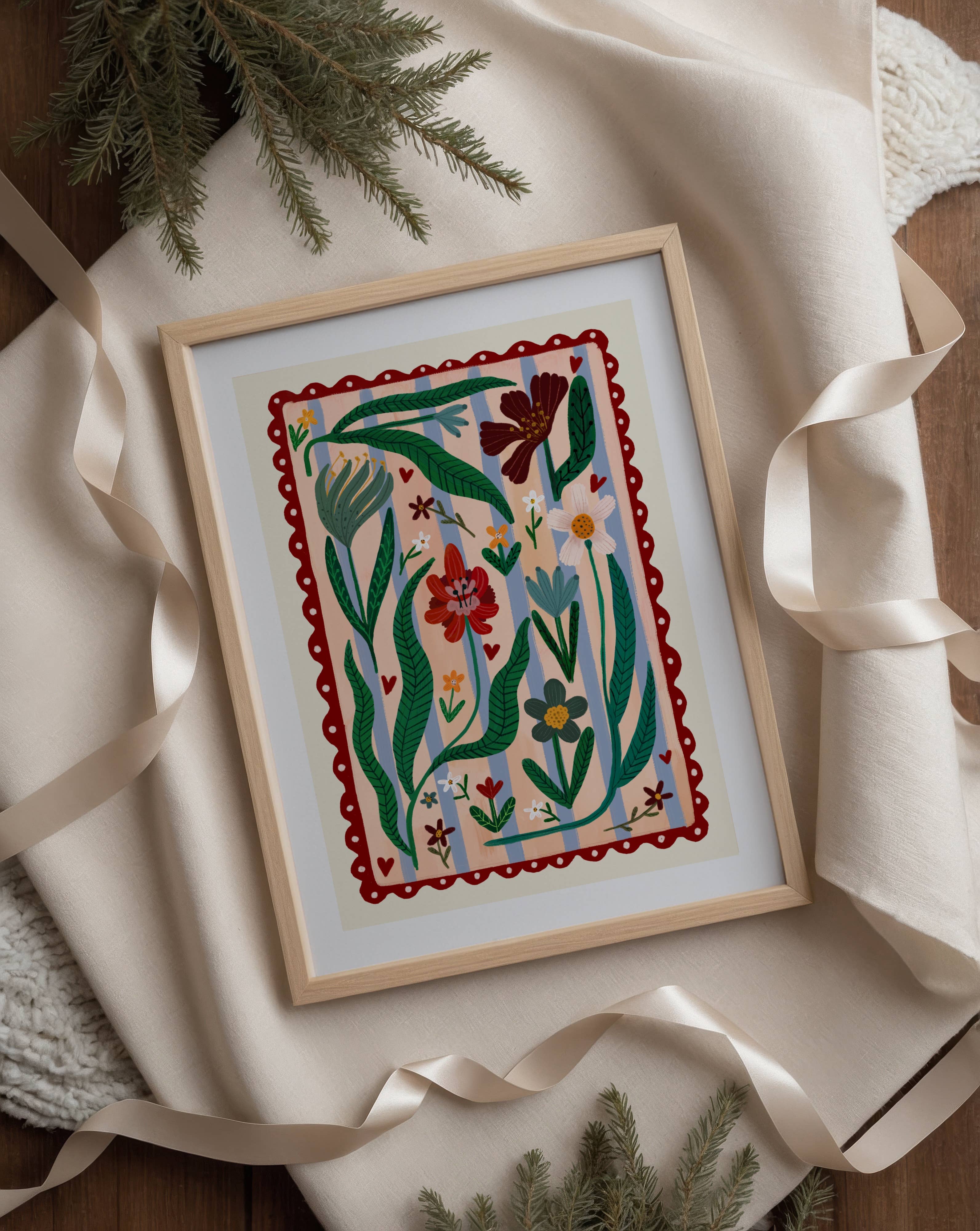 A3 Boho Flower Print by Kate Fox 