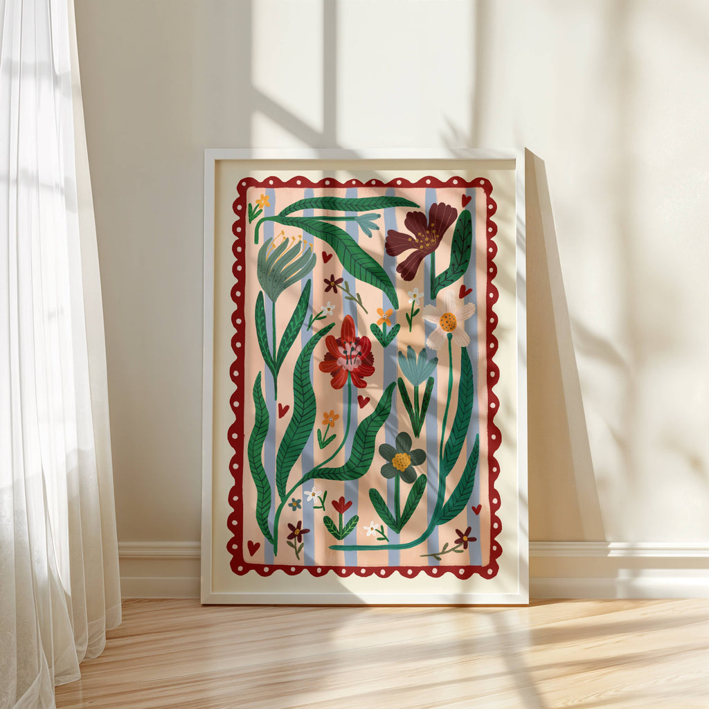 A3 Boho Flower Print by Kate Fox 