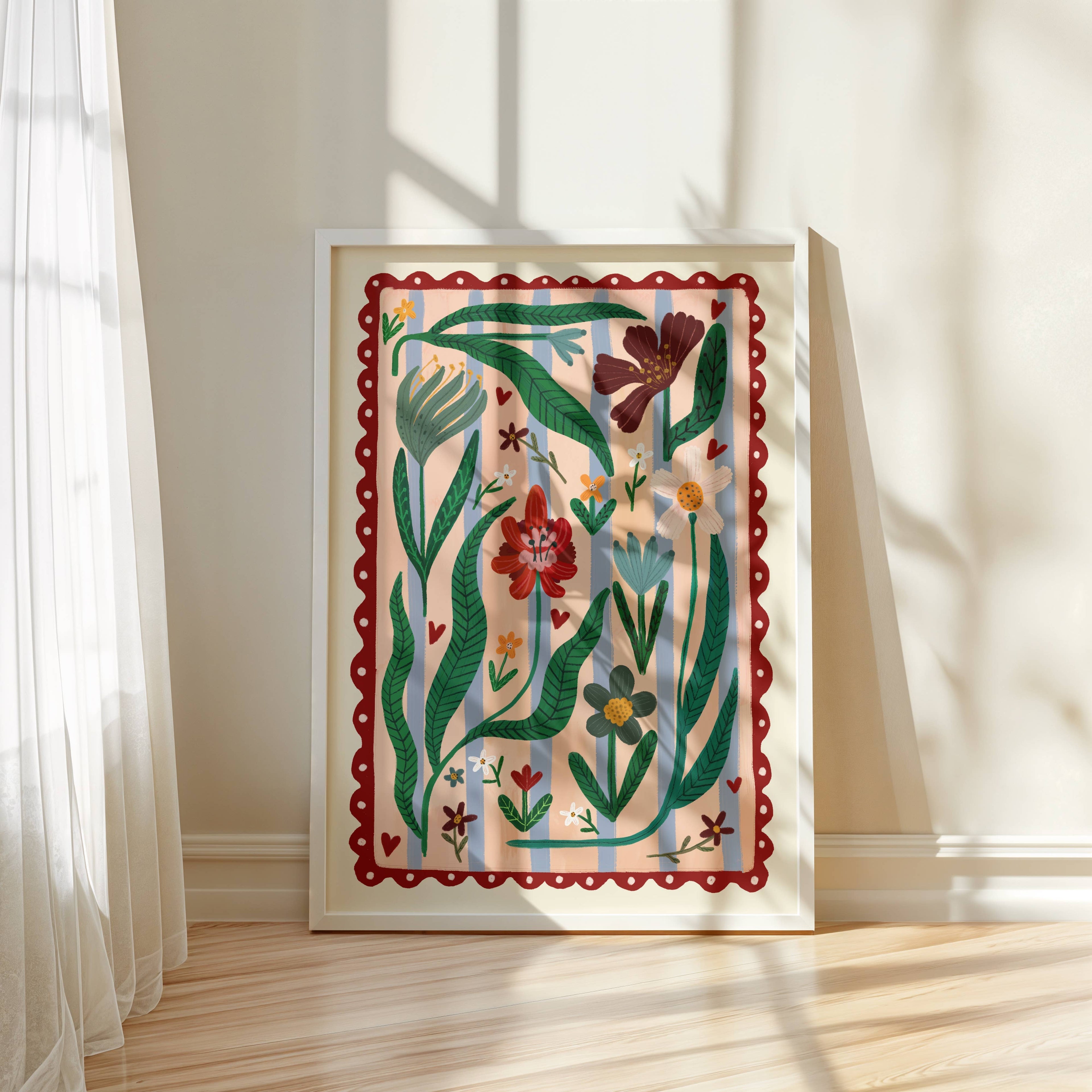 A3 Boho Flower Print by Kate Fox 