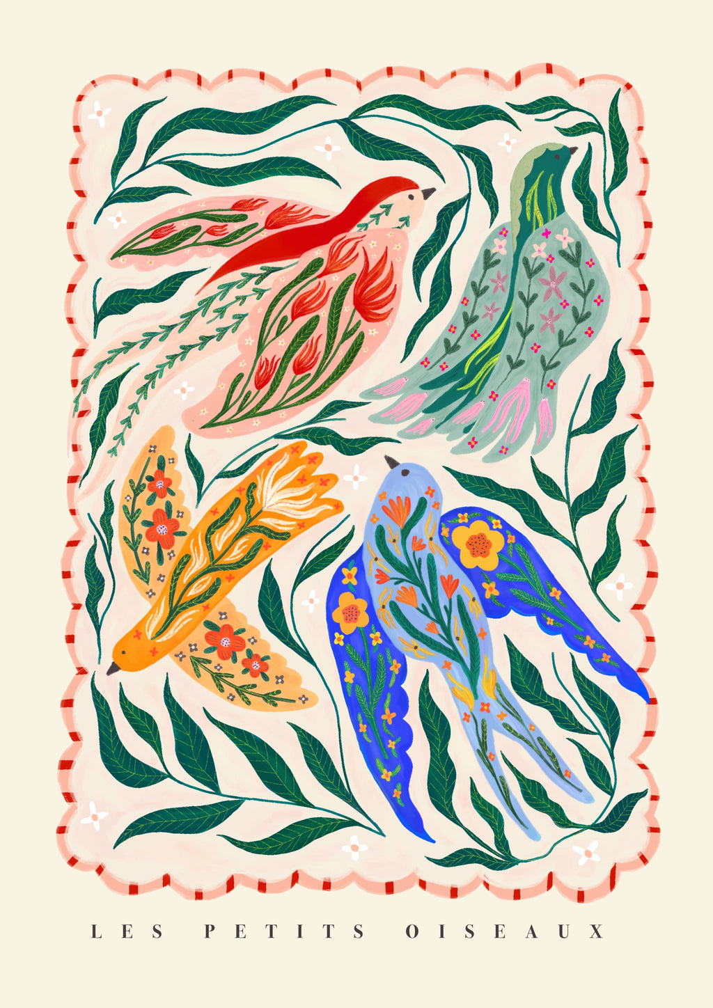 A5 Little Birds Art/ Bird illustration / Botanical