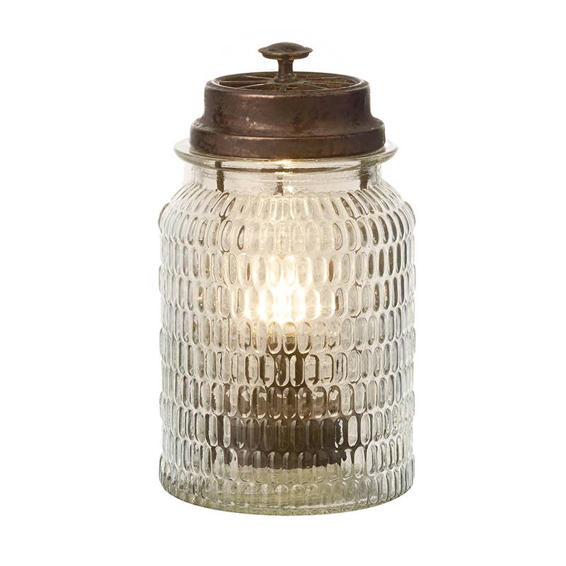 Glass Jar With Metal Lid & Led