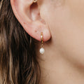 Pearl Drop Huggie Hoop Earrings