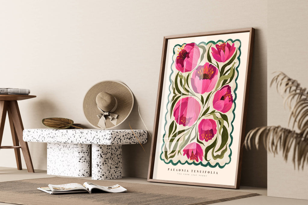 A4 Summer Peony Art Print by Kate Fox