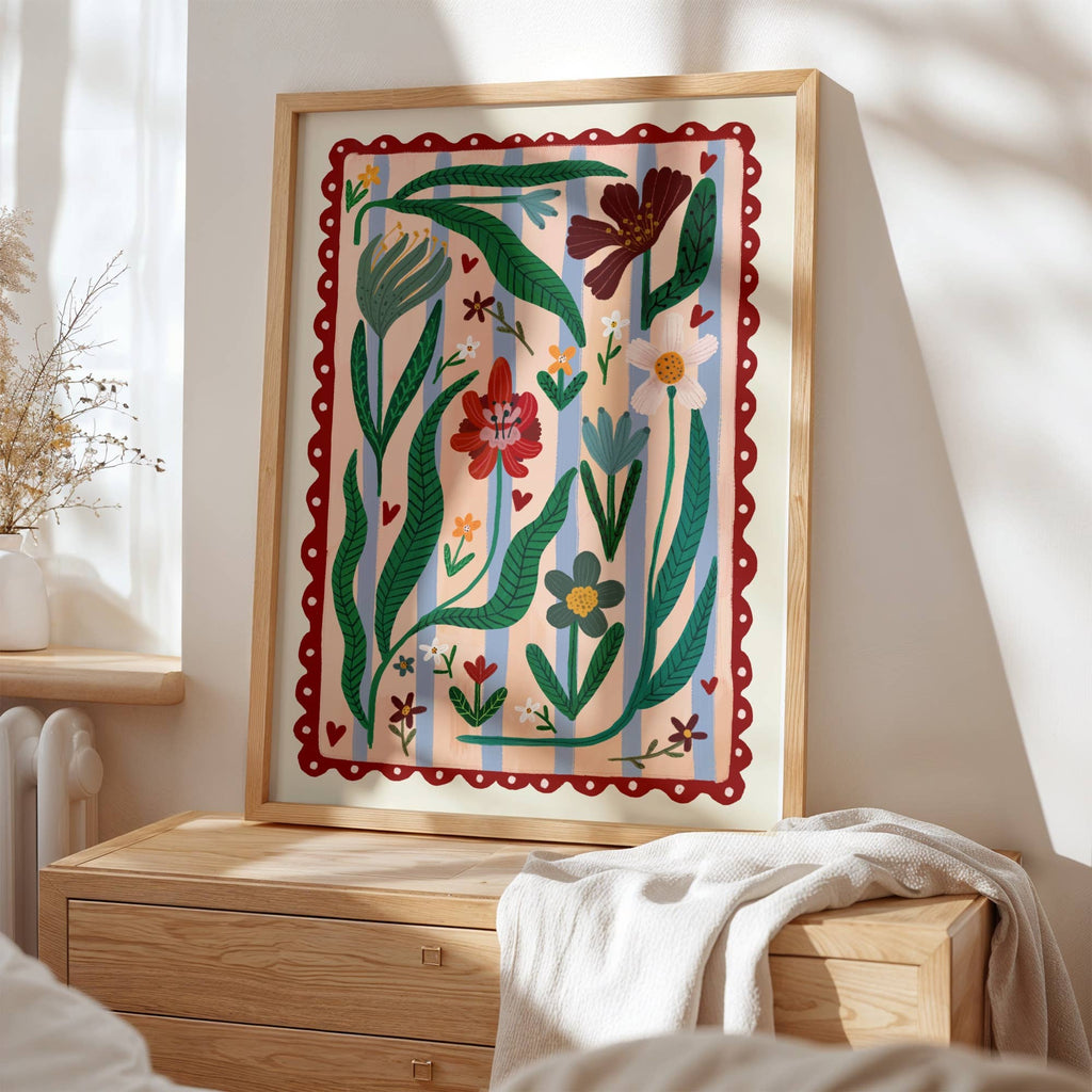 A3 Boho Flower Print by Kate Fox 