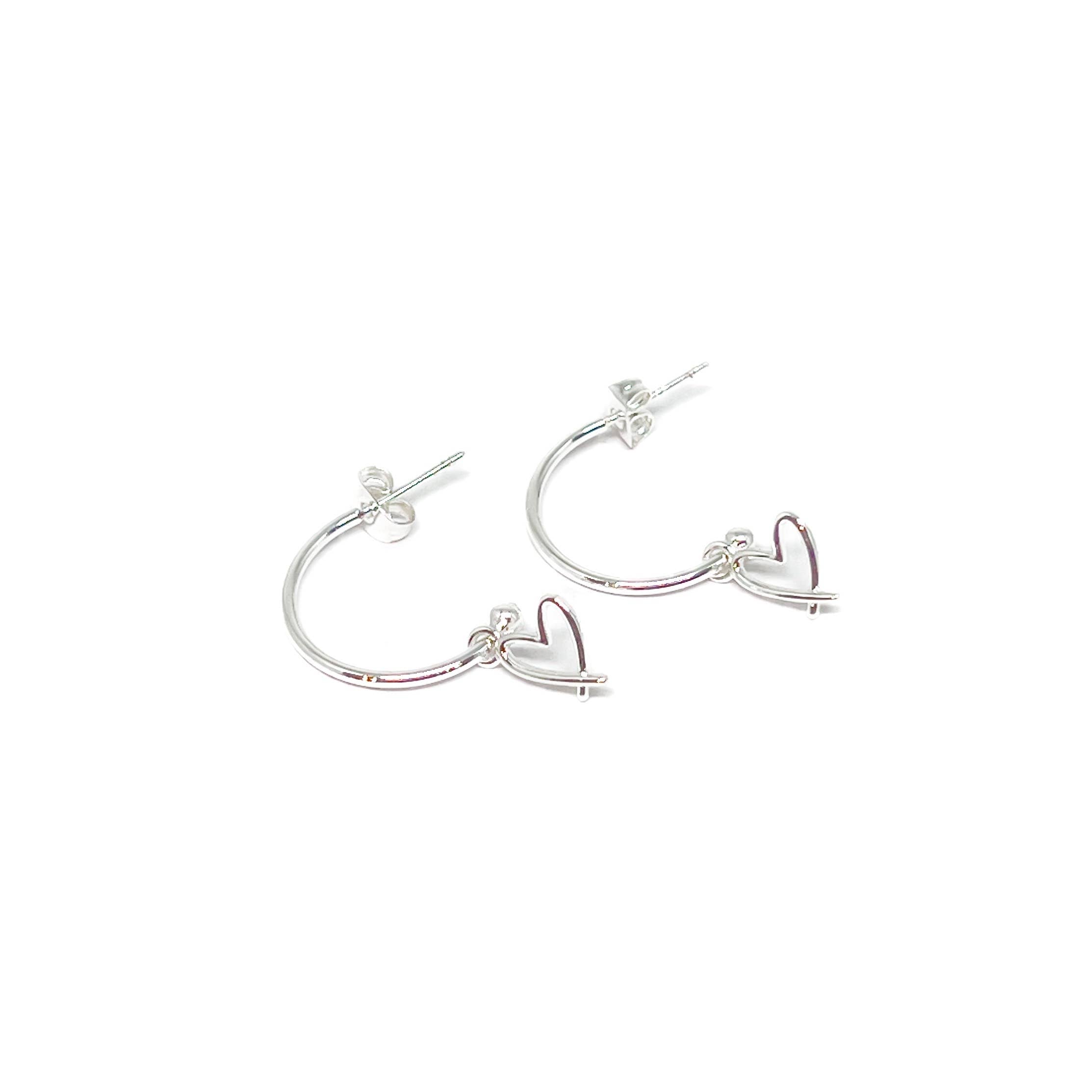 Cora Heart Earrings - Silver