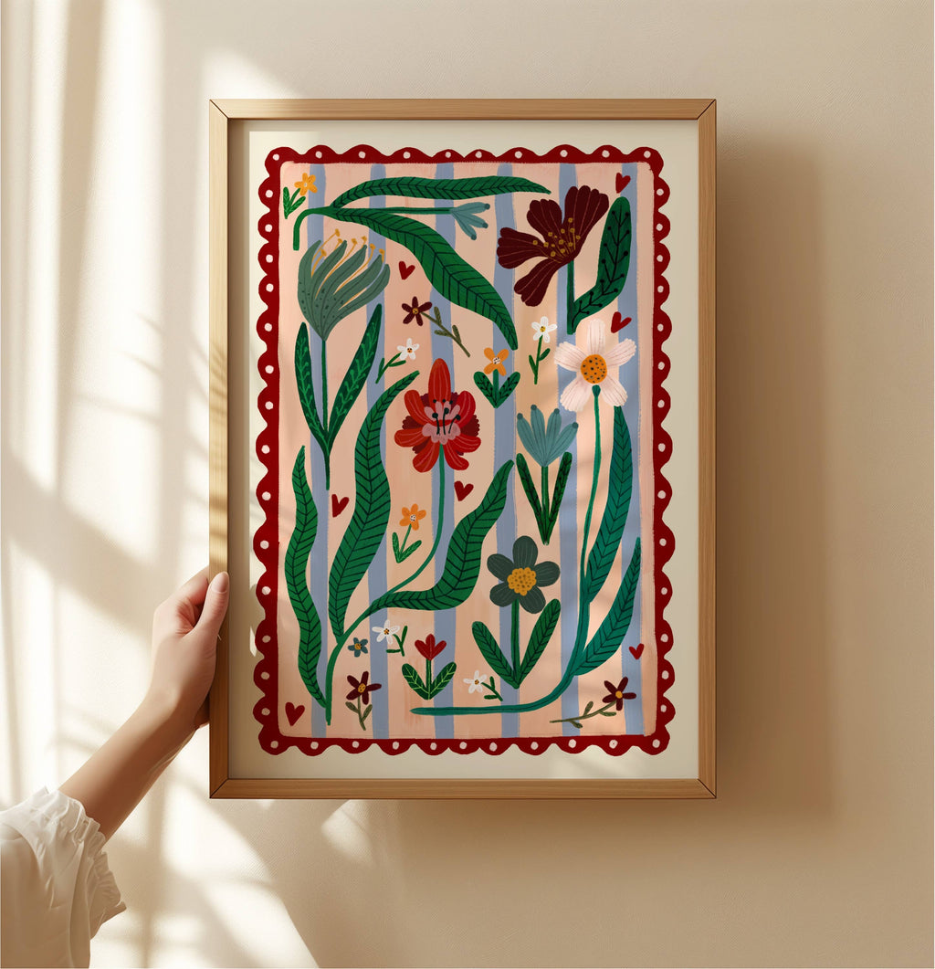 A3 Boho Flower Print by Kate Fox 