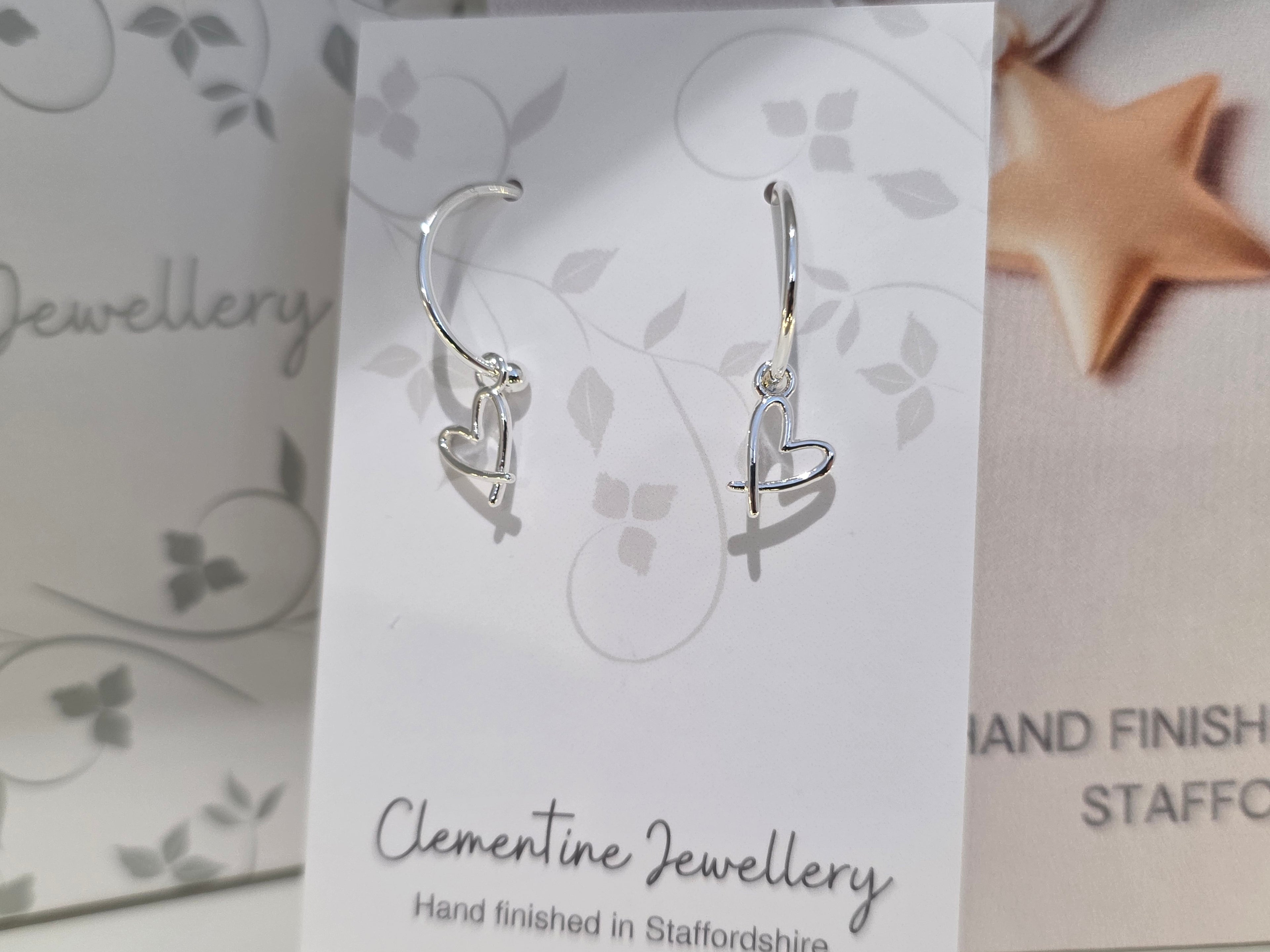 Cora Heart Earrings - Silver