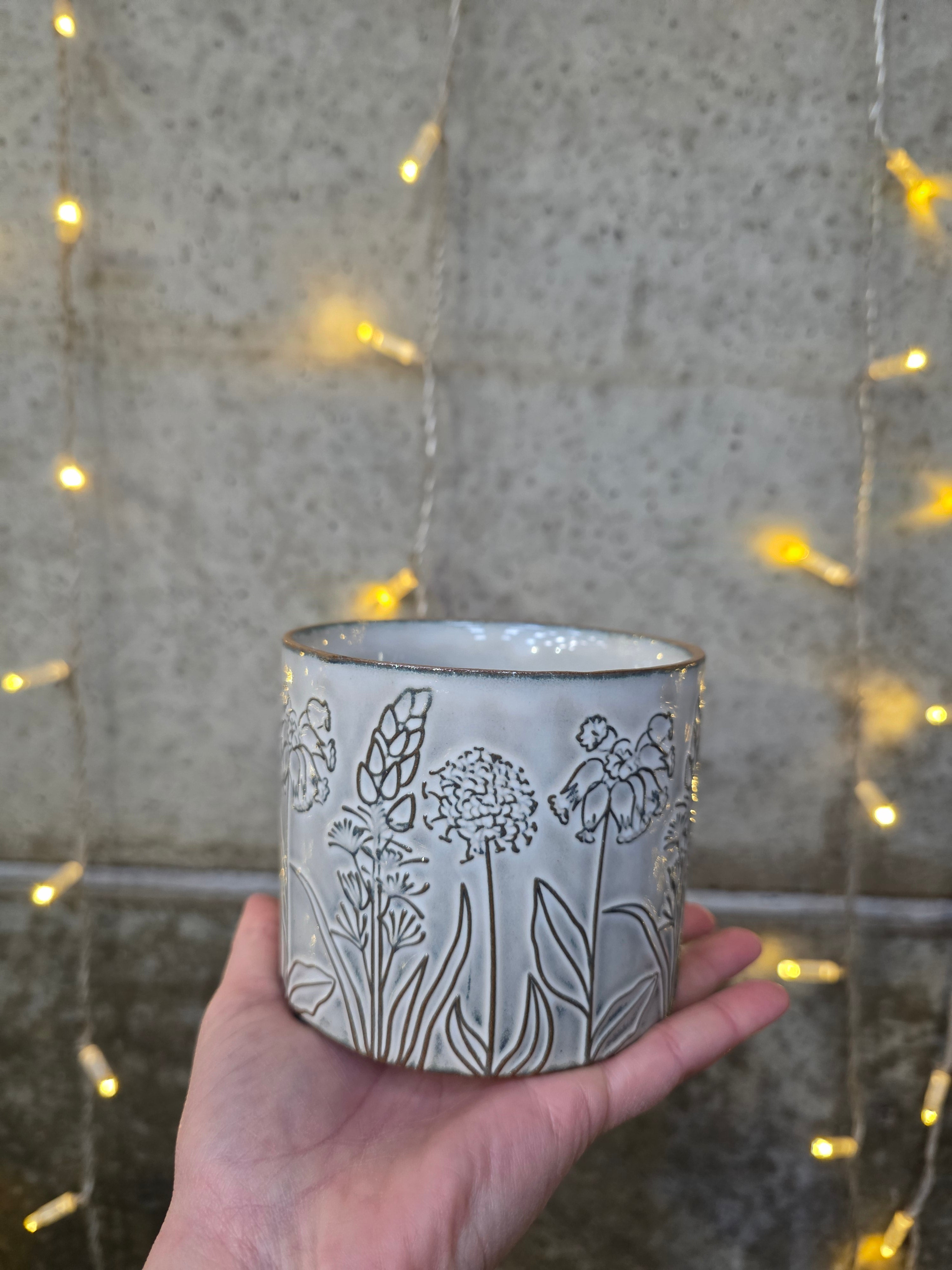 Small Flower Design Plant Pot, 11cm